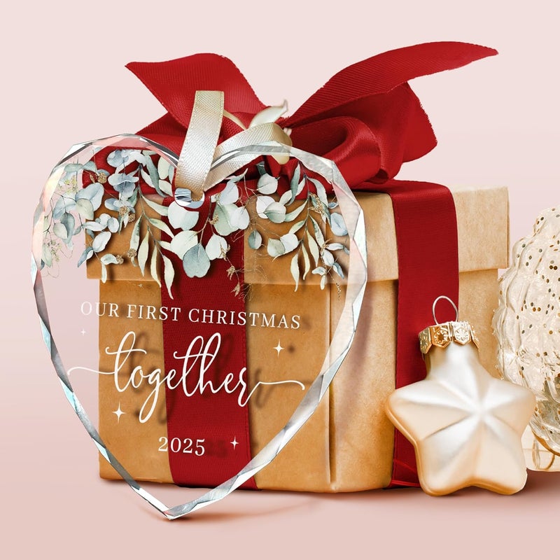 TEEBIM Our First Christmas Together Ornament 2025 - Wedding Gifts - Wedding Gifts for Couples 2025 - Future Mr and Mrs, Married Couple Gift Ideas - Glass 1st Christmas Together Ornament - Image 3